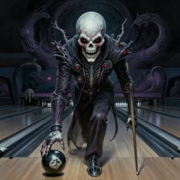 portrait of a professional bowler, serial killer, cosmic horror, elegant intricate digital painting artstation concept art by mark brooks and brad kunkle extreme detailed