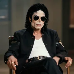 michael jackson 2 0 0 9 wearing shades alive in 2 0 1 8, alone, this is it style, photo real, motion blur, sitting in a chair, by himself, real life, spotted, ultra realistic face, accurate, 4 k, movie still, uhd, sharp, detailed, cinematic, render, modern