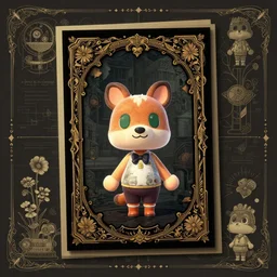 ufotable art style, artworks, full body, animal crossing characters, unreal engine, steampunk blueprint, flowers, comic book characters, birthday card mockups, card mockups, dark fantasy, smooth, baroque, art nouveau, sci - fi, unreal engine 5, octane render, by atey ghailan,