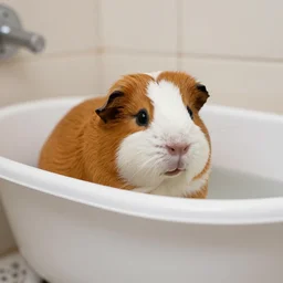 guinea pig in a bath tub