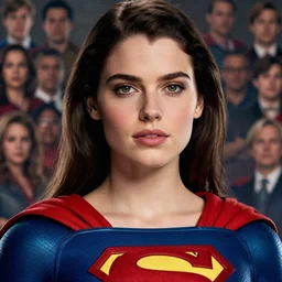 a close - up face of super beautiful woman as supergirl with man of steel suit style by greg rutkowski, sung choi, mitchell mohrhauser, maciej kuciara, johnson ting, maxim verehin, peter konig, 8 k photorealistic, cinematic lighting, hd, high details, dramatic, trending on artstation