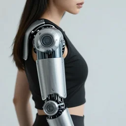 a girl with cybernetic arm, closup, hyper realistic, ultra details, 4k, real photo,