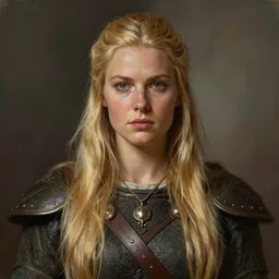 an portrait of female viking with long blonde hair, highly detailed, centered, digital painting, artstation, concept art, donato giancola, Joseph Christian Leyendecker, WLOP, Boris Vallejo, Breathtaking