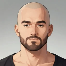balded man with a short beard, anime style, realistic, proud, pride, trending on Artstation
