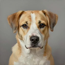 a masterpiece painting of a dog portrait, in the style of artur bordalo, digital art, muted colors