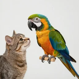 a creature, half cat, half parrot, taken on a nikon