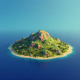 super colorful professional matte painting of an island in the middle of nowhere, empty and hostile, trending on artstation, 3 d render 8 k