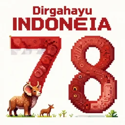 dirgahayu indonesia ke 7 8, pop art, pixel, ultrarealistic digital art, concept art, aesthetic details, random anatomy features animals + human + environment, random object position, smooth painting, intricate details, sharp focus, three colors, classic, paper border, 4 5 mm, 4 d, watercolor pencil + ink drawing, art by mimmo rottela and bengus and banksy