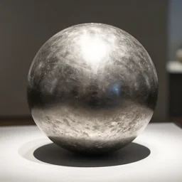 an asteroid as a metal sphere in a museum exhibit