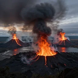 photography by marc adamus, lava lake, dramatic lighting, volcanoes, smoke, fire, dramatic, evil