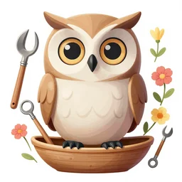 owl, tools, scull, creatures, flowers, big eyes, sharp focus, smooth, digital illustration, by mcbess, dore, symmetry, by alexander mcqueen, trending on artstation