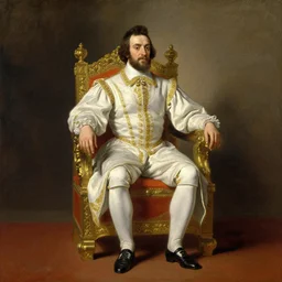 portrait of emperor norton sitting on a throne, oil painting by george peter alexander healy