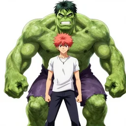 anime key visual of hulk in the style of kohei horikoshi and akira toriyama, manga cover, pop art color palette, official media
