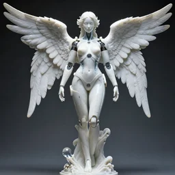 a statue made of blood, glass and white marble, of an beautiful gorgeous futuristic cybernetic angel girl, prostheses, transhumanism, full body shot, perfect symmetrical body, perfect symmetrical face, no eyes, hyper realistic, hyper detailed, fujicolor superia 1 6 0 0 photo, by johannen voss, by peter kemp, by monia merlo, by michelangelo octane render, blender, 8 k