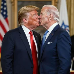 magnificent beautiful romantic portrait of donald trump making out with joe biden