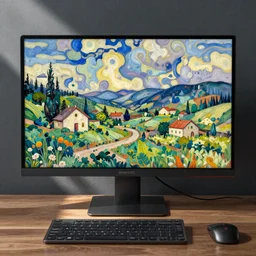 A beautiful computer art. Think of it as a parallel universe. But maybe it’s the real one, and we’re in a dream.  by Maurice Utrillo, by Bill Watterson ultradetailed, random