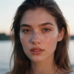 closeup _ plate _ photography _ portrait _ of _ a _ stunningly _ beautiful _ english female _ healthy suntanned face _ in _ soft _ dreamy _ light _ at _ sunset _ beside _ the _ river _ soft _ focus, annie leibovitz, hasselblad, nikon, steve mccurry, david lazar, jimmy nelsson