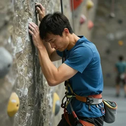 a portrait of a man who is sad because he missed the climbing contest - winning digital artwork. stunning lighting