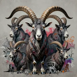 ultra detailed satanic goat masterpiece portrait by greg rutkowski, josan gonzalez, sachin teng, dan mumford, symmetrical, majestic, epic, organic matte painting, hard edges, graffiti, street art