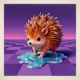 surreal, faded, totally radical detailed professional, high quality airbrush art mgmt album cover of a liquid dissolving lsd dmt sonic the hedgehog on a flat purple checkerboard plane, 1 9 9 0 s 1 9 9 2 prerendered graphics raytraced phong shaded album cover