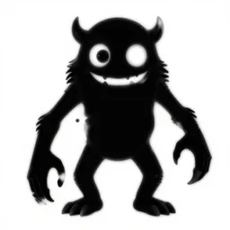 nightmare monster, black and white