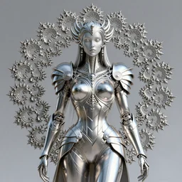 portrait of a maginificent metallic armored cyborg queen, elegant intricate detailed, mandelbrot fractal, lapis lazuli, subsurface scattering, by rene gorecki, h r giger, octane render, 8 k