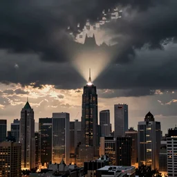 bat signal over the Gotham city skyline