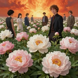 beautiful big peonies in a beautiful clearing, by francis bacon, by ayami kojima, by amano, by karol bak, greg hildebrandt, by mark brooks, by alex grey, by zdzisław beksinski, by takato yamamoto, ultra detailed, high resolution, ultra detailed, wrapped thermal background