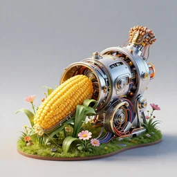 a lovely mechanical cornucopia of flowers, scifi futuristic, utopian, machine parts, wires, circuits, highly detailed, octane render, cinematic