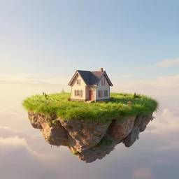 symmetry!! free fall, house, a scene from up, surreal landscape, grassland, floating island, golden hour, very detailed, perfect composition, perfect lighting, 4 k, trending on artstation, greg rutkowski, derek zabrocki, artgerm, 3 d render, octane render