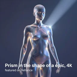 “Prism in the shape of a human figure, light beam refraction, epic, 4k, featured on Behance”