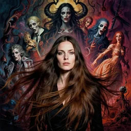 portrait of woman, long bleached brunette hair, richard avedon and martin schoeller, id magazine, ragnarok epic lovecraft scene, weird, surreal, david cronenberg, kilian eng vibrant colours, billowing, dramatic, dynamic lighting, intricate, detailed, beksinski, dan mumford, artstation, greg rutkowski, sharp focus, motion, photoreal, 8 k