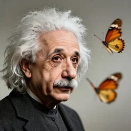 albert einstein swinging the butterfly, fast shutter speed, high quality