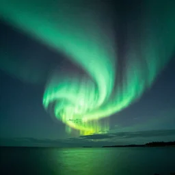 stunning beautiful northern lights over sea, photorealism, auroras, national geographic, 8 k, landscape photography, serene, trending on artstation