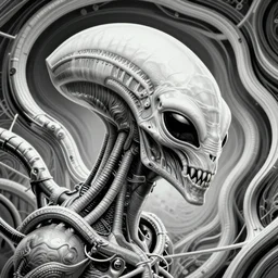 alien trump, sharpt teeth, by h. r. giger, nightmare fuel, nightmarish, intricate, highly detailed, optical illusion
