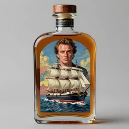 imagine a ship in a bottle but instead of a ship a young jack nicholson is in the bottle, jack nicholson, fancy whiskey bottle, masterpiece painting by artgerm and greg rutkowski