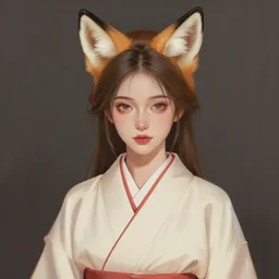 A potrait of a beautiful woman with fox ears wearing a modest kimono, digital painting, by Stanley Artgerm Lau, WLOP, Rossdraws, LeraPi, and Sakimichan, digtial painting, trending on ArtStation, deviantart, SFW version, anime eyes