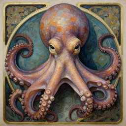 beautiful and exotic octopus head bust portrait, glowering judging eyes, art nouveau declotage, perfect symmetrical facial features, hyperrrealistic bone structure, extremely hyperdetailed, mixed media painting, unreal engine, 8 k, octane, 8 mm, by travis charest, rodney matthews and chris achilleos