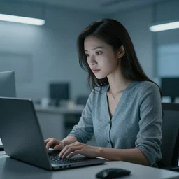 woman has become a computer and is immortal, 4k, photorealistic