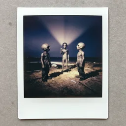 old polaroid photo of first contact with the greys