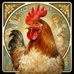 kpc chicken, art deco portrait, elegant, intricate, digital painting, artstation, concept art, smooth, sharp focus, illustration, art by artgerm and greg rutkowski and alphonse mucha