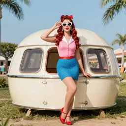 jabba the hut as a 1950's pin-up girl, pin-up, stylized