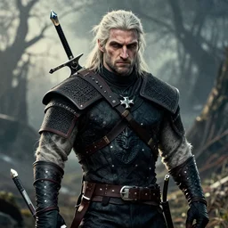 Dwayne Jhonsson The Rock as the witcher, the witcher wild hunt effect , film grain, Artstation , 8K resolution,