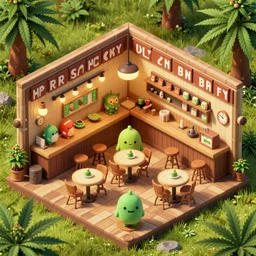 cannabis cafe detailed cute characters, isometric fun style rendered, by ren hang, australian style video game still