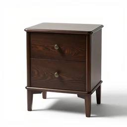 elegant nightstand, photorealistic, isolated on a pure white background, centered, entire object in frame, sharp focus, soft studio lighting