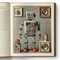 ( ( ( ( ( 1 9 5 0 s retro future robot page of detailed book decorations. muted colors. ) ) ) ) ) by jean - baptiste monge!!!!!!!!!!!!!!!!!!!!!!!!!!!!!!