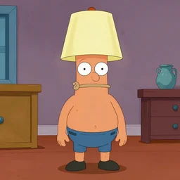 a hilarious digital animation still of Bender from Futurama doing a keg-stand while wearing a lampshade in the style of Futurama