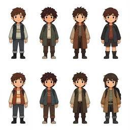 character design sheets for new characters for night in the woods the video game