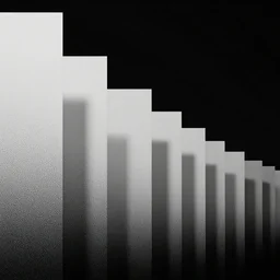 white rectangles whose orientation is affected by a perlin noise field, black background, minimalism, generative art