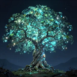 the world tree, yggdrasil, glowing, bioluminescense, stunningly beautiful, artstation, behance, cgsociety